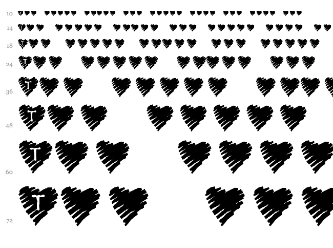 KR Scribble Heart font waterfall